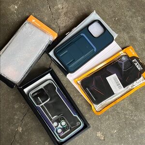 Protective Phone Case Set - Black, Blue, Clear